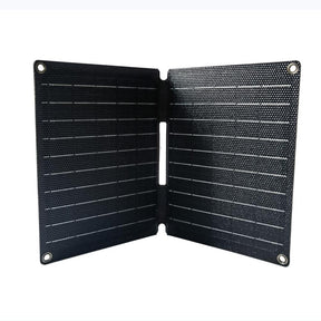 10W foldable solar charger — two-section charger partly folded