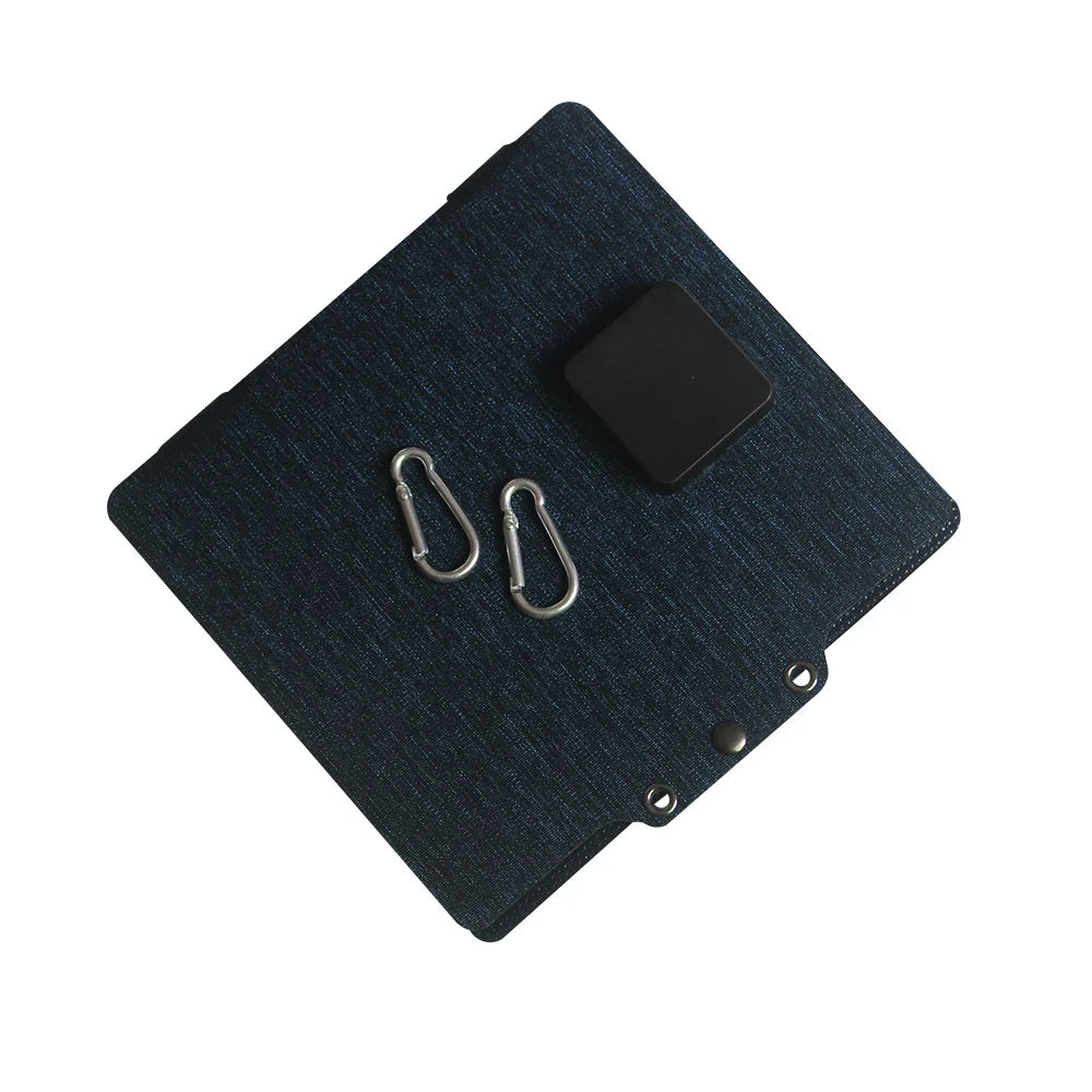 10W foldable solar charger — folded charger and carabiners
