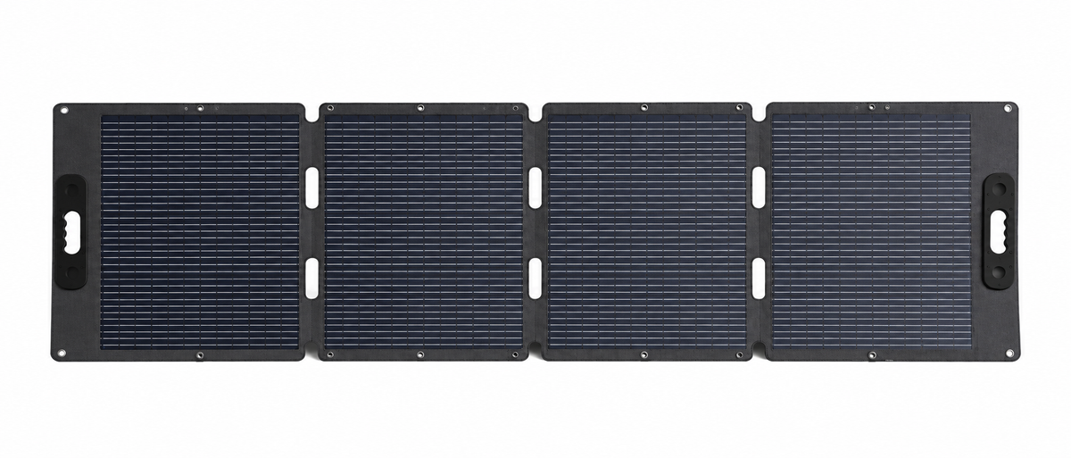 120W four-fold solar panel fully opened on a clean white background