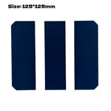 125×125 mm SunPower cell cut into three vertical strips, front view.