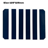 125×125 mm SunPower cell cut into six vertical strips, front view.