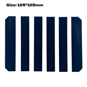 Cellule photovoltaïque SunPower 125×125 mm découpée en six bandes verticales, vue de face.
