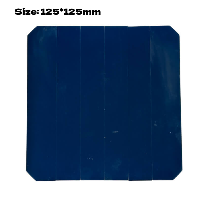 125 mm full cell, single blue square with chamfered corners.