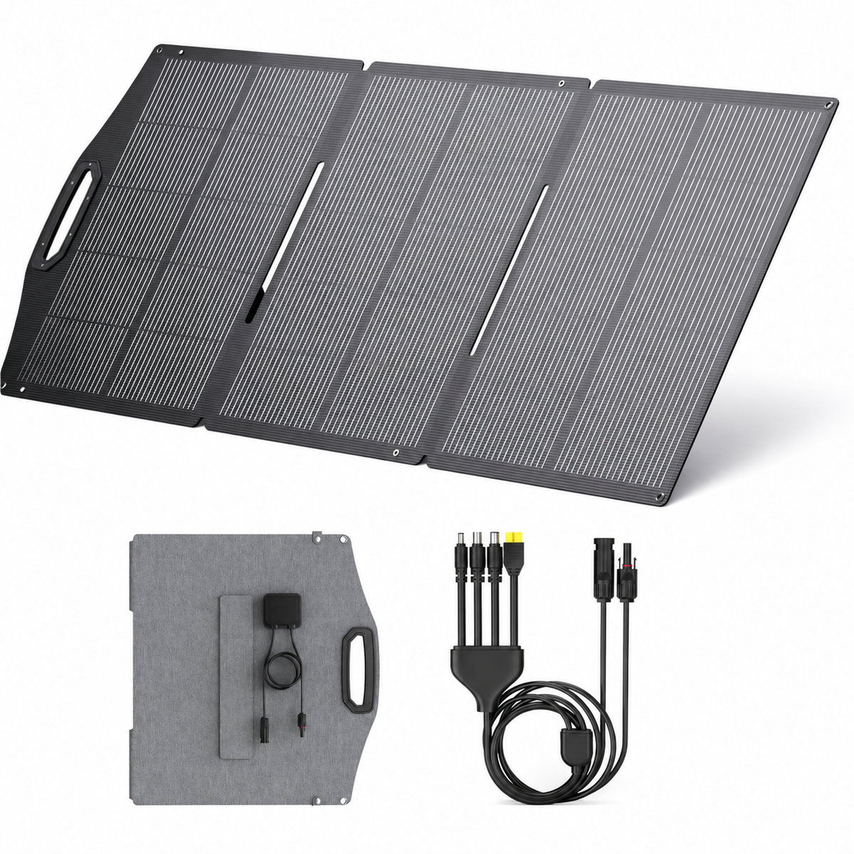 150W three-fold gray solar panel with carrying handle and output leads