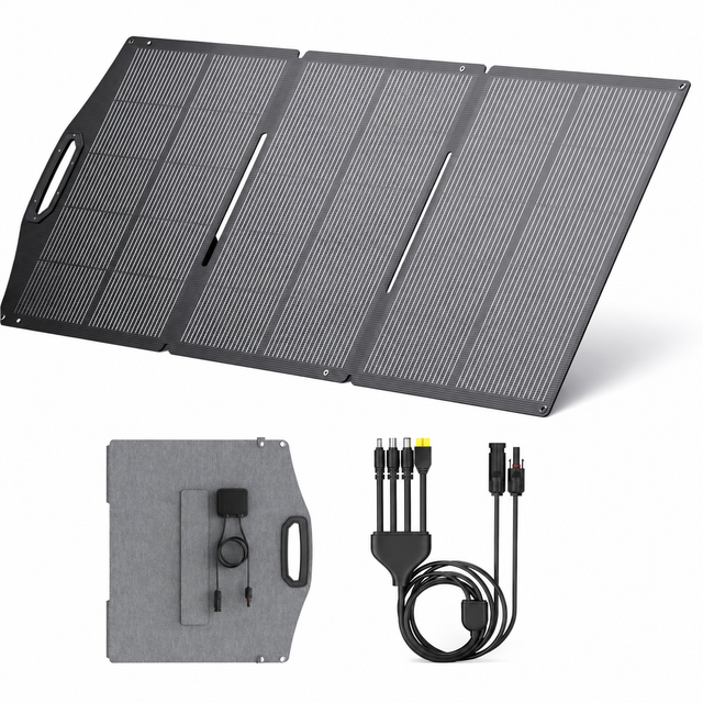 150W three-fold gray solar panel with carrying handle and output leads