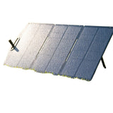 Gray 150W solar panel in sunlight showing three folding sections
