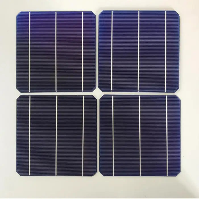 Front and rear views of a square solar cell