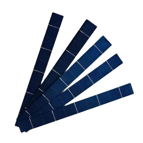 Fanned set of 156mm polycrystalline solar cell strips
