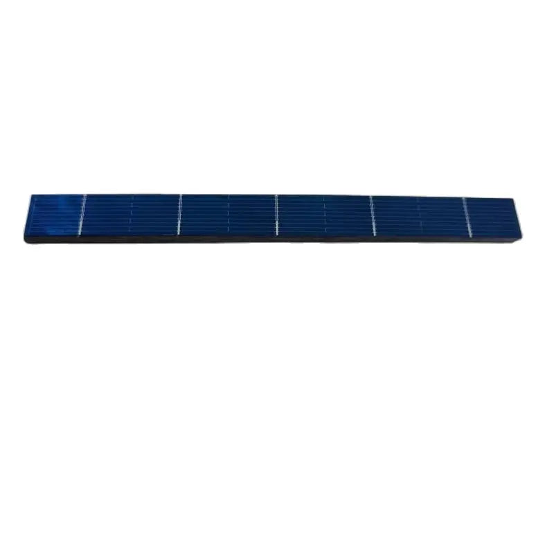 Side angle view of a 156mm polycrystalline solar cell strip