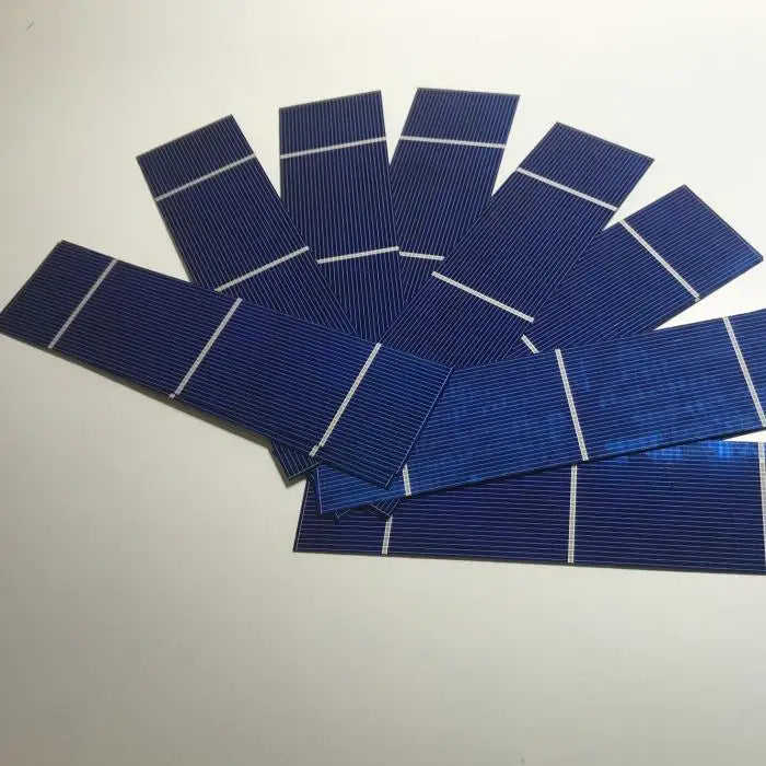 Twenty-five 156mm x 39mm polycrystalline solar cells arranged in a fan