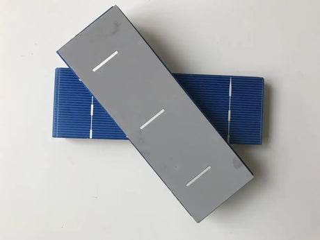 Front and back views of 156mm x 52mm polycrystalline solar cells
