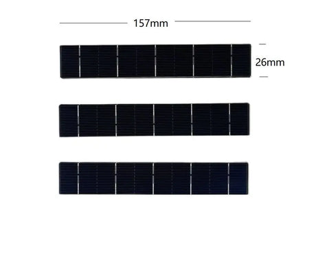 157mm x 26mm monocrystalline solar cell dimension view