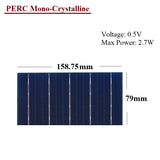 158.75 x 79mm 2.7W 0.5V PERC solar cell specifications