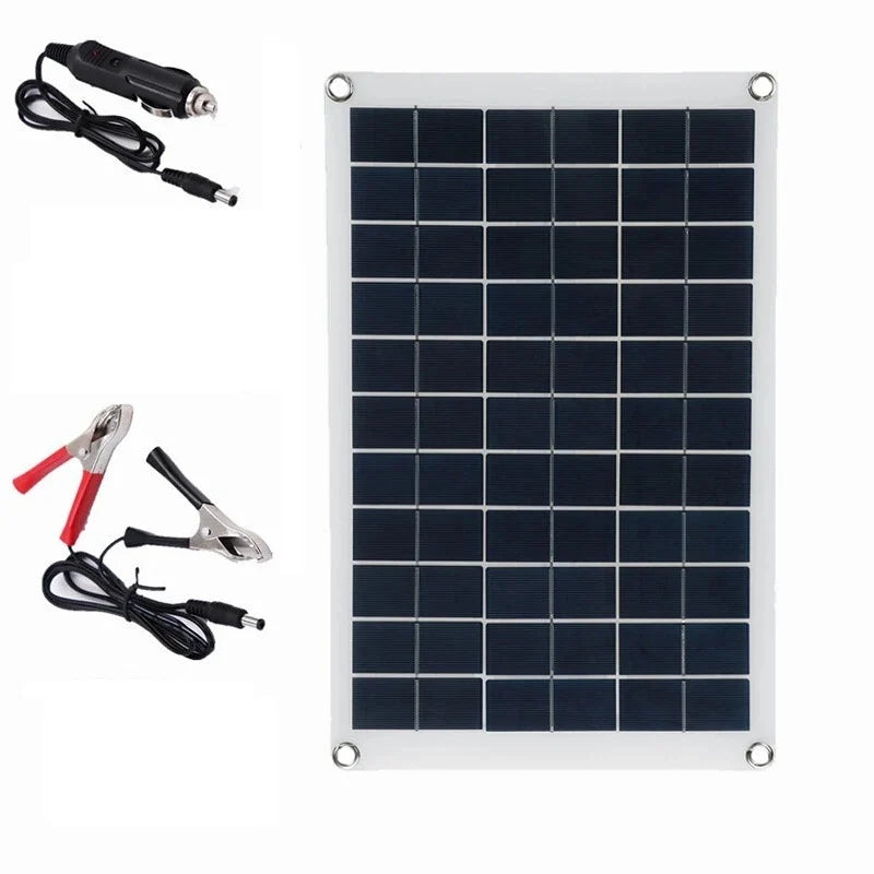 15W solar panel — panel with car plug and battery clips