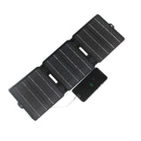 15W foldable solar charger — three-section charger with phone