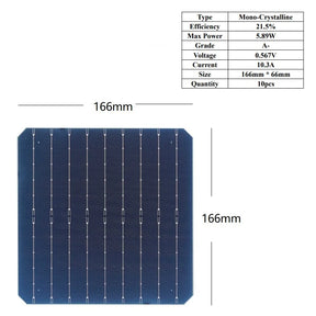 166 x 166mm 5.89W full-cell dimensions and specifications