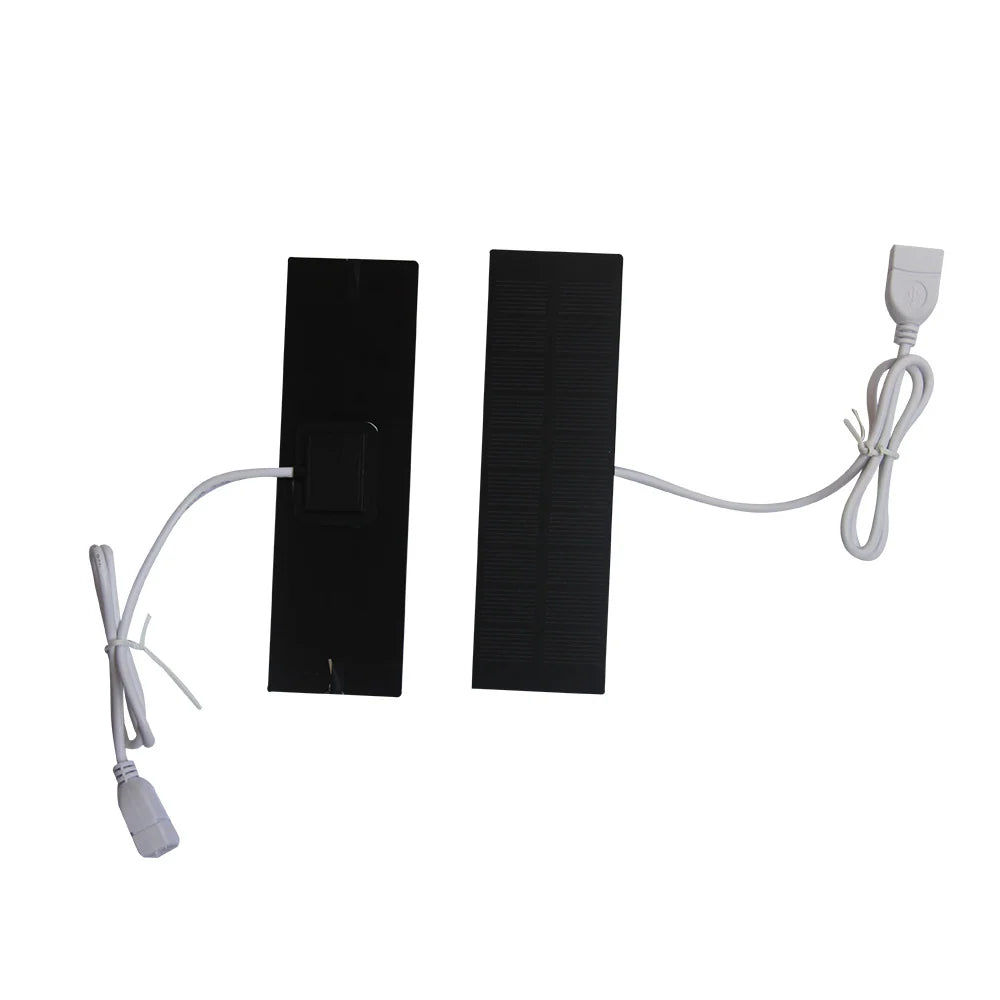 1W solar panel — front and rear module views