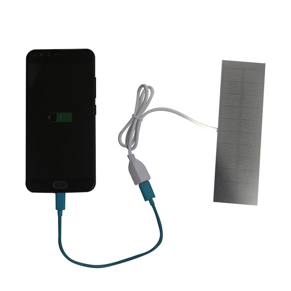 1W solar panel — panel powering phone