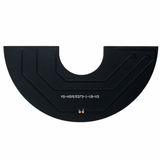 Rear of 1W 18V semicircular mini solar panel with PCB traces and polarity-marked solder pads
