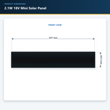 2.1W 18V long rectangular mini solar panel dimensions, 247 by 44.5 mm