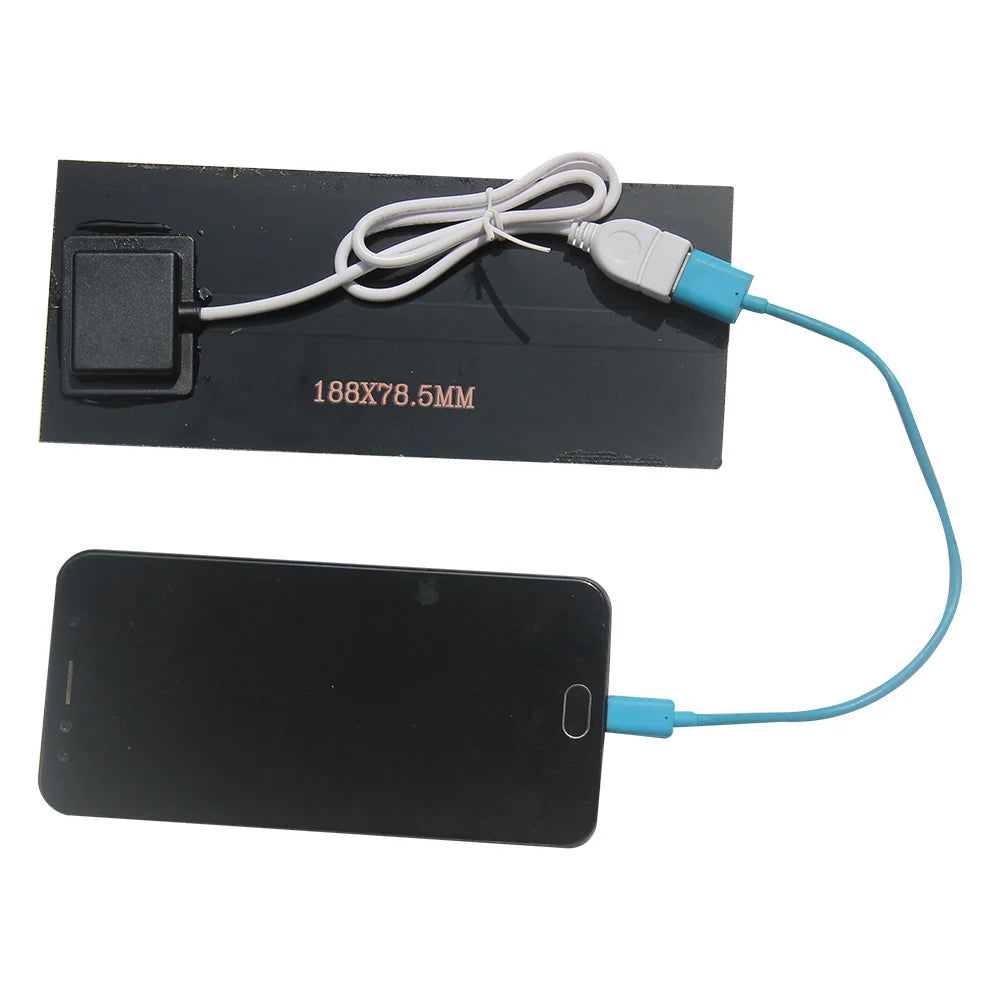 2.5W slim USB solar panel — phone charging demonstration