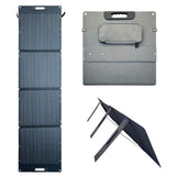 200W portable solar panel with rear kickstands and folded carry configuration