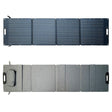 200W four-section folding solar panel with front and fabric-backed rear views