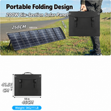200W six-section solar panel with 268 x 46cm unfolded size and 5kg weight