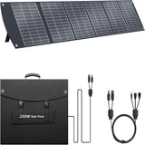 Unfolded 200W six-section solar panel with folded carrying format and cable