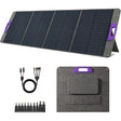 200W four-section solar panel with purple handles, folded format and cable