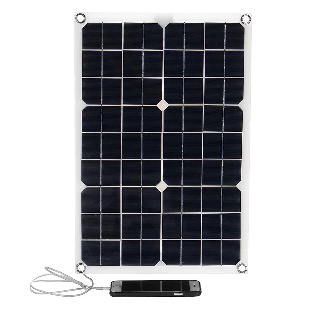 20W solar panel — panel powering USB device