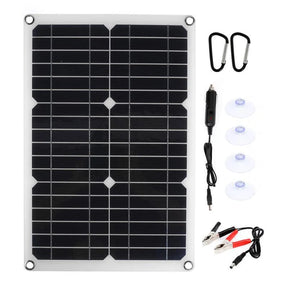 20W solar panel — panel with clips car plug and mounting accessories