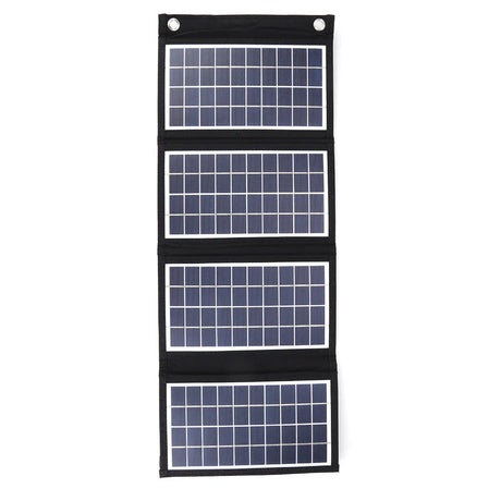 20W foldable solar charger — four-section panel opened
