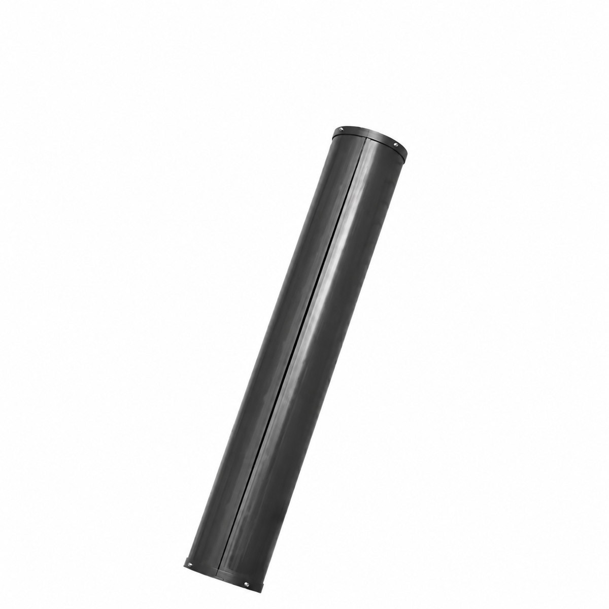 Black curved solar module section viewed at an angle