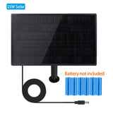 25W solar panel with battery not included notice for 18650 cells