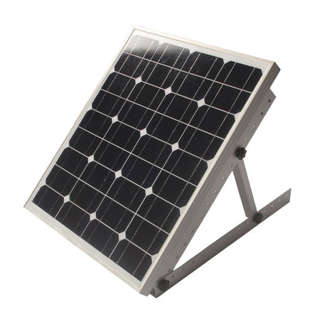 28-inch tilt mount supporting a small framed solar panel, front-angle view.