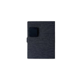 Folded 28W solar panel with dark fabric backing and rear output module