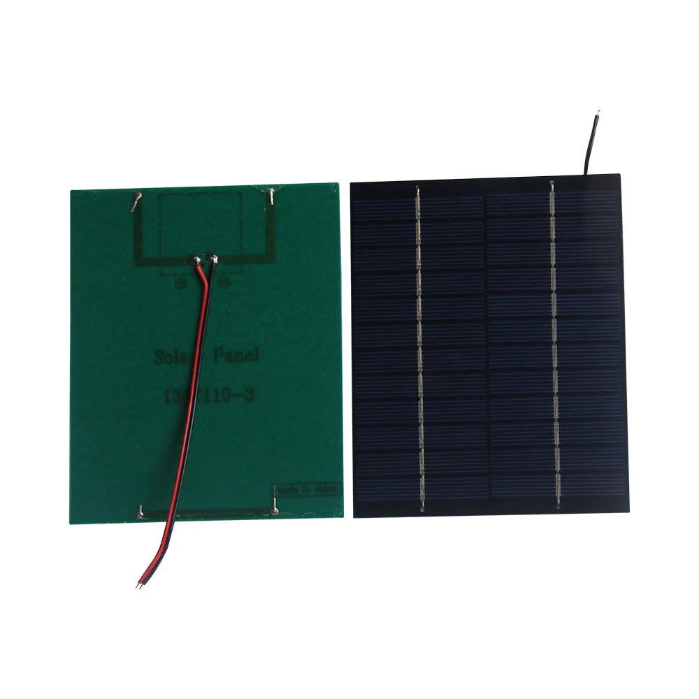 2W mini solar panel — front and rear panel views