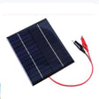 2W solar panel with battery clips — panel with red and black clips