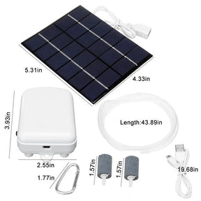 2W solar air pump — kit component dimensions