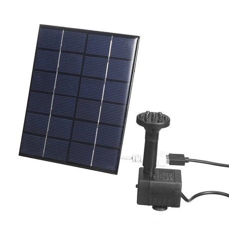 2W solar fountain pump — panel connected to fountain pump
