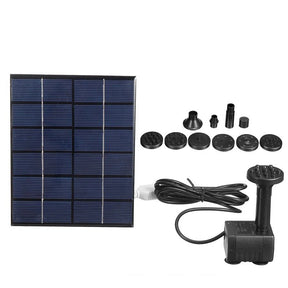 2W solar fountain pump — panel pump and spray attachments