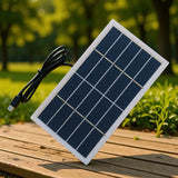 2W solar panel — solar panel with USB-C lead outdoors