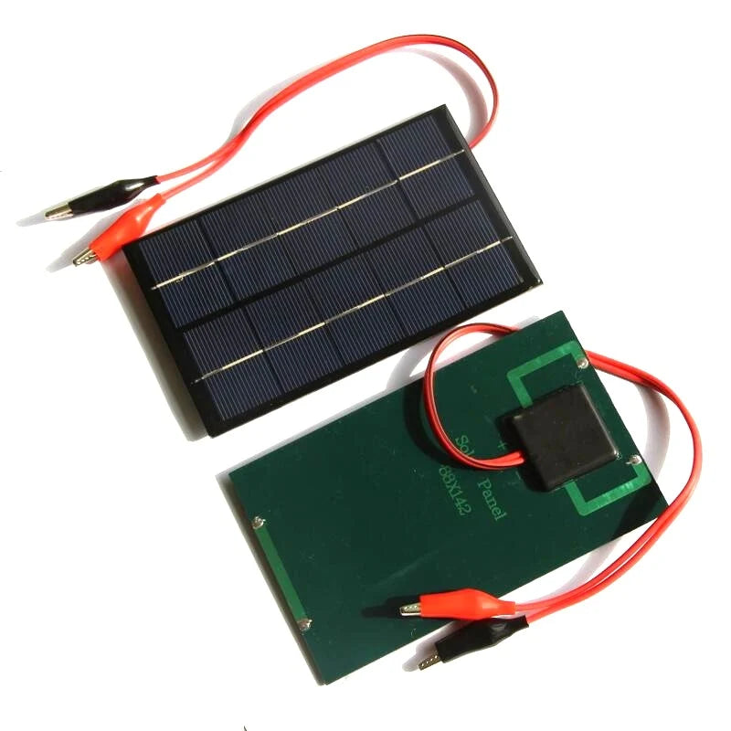 2W solar panel — front and rear panels with clips