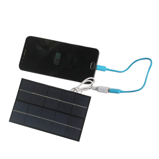 2W solar panel — USB panel charging demonstration