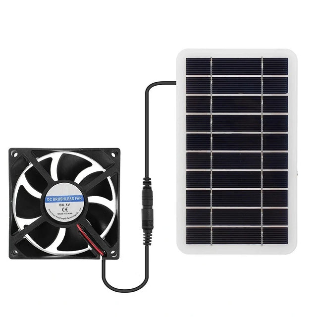 2W solar fan kit — panel and fan connected