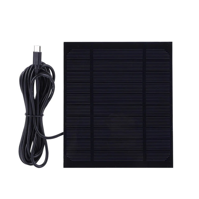 3.3W camera solar panel — panel and USB-C cable