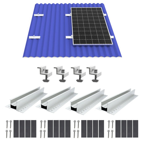 30cm aluminum solar mounting rail kit with clamp and fastening components