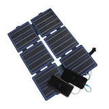 30W foldable solar charger — charger powering two devices