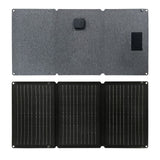 Front and fabric rear sides of the 30W three-section solar panel